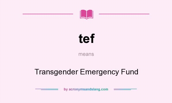 What does tef mean? It stands for Transgender Emergency Fund