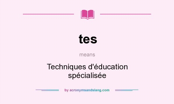 What does tes mean? It stands for Techniques d`éducation spécialisée
