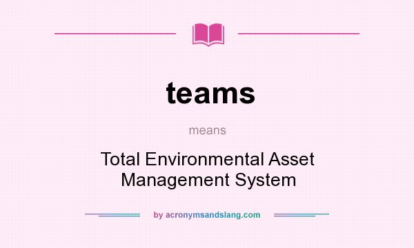 What does teams mean? It stands for Total Environmental Asset Management System
