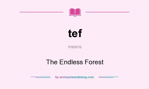 What does tef mean? It stands for The Endless Forest