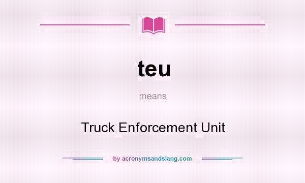 What does teu mean? It stands for Truck Enforcement Unit
