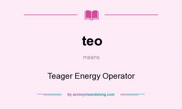 What does teo mean? It stands for Teager Energy Operator
