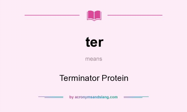 What does ter mean? It stands for Terminator Protein