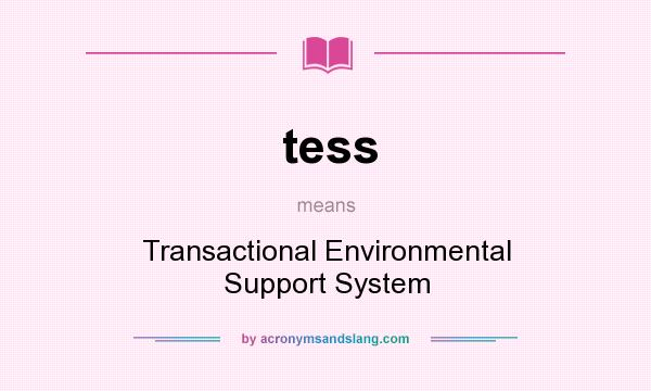 What does tess mean? It stands for Transactional Environmental Support System