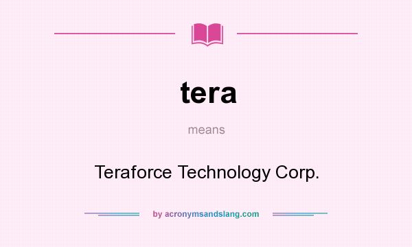 What does tera mean? It stands for Teraforce Technology Corp.