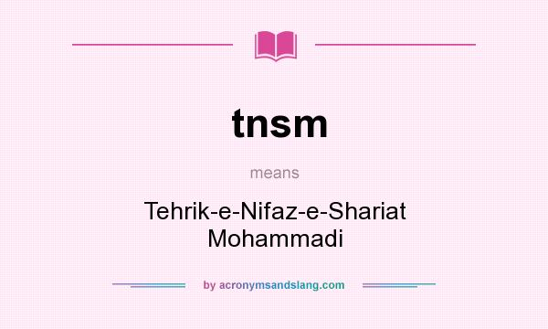 What does tnsm mean? It stands for Tehrik-e-Nifaz-e-Shariat Mohammadi