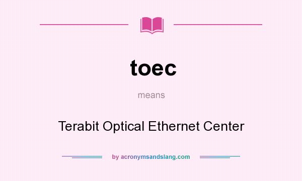 What does toec mean? It stands for Terabit Optical Ethernet Center