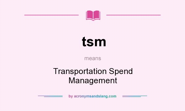 What does tsm mean? It stands for Transportation Spend Management