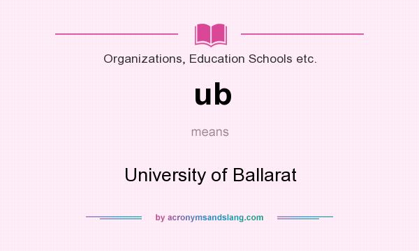 What does ub mean? It stands for University of Ballarat