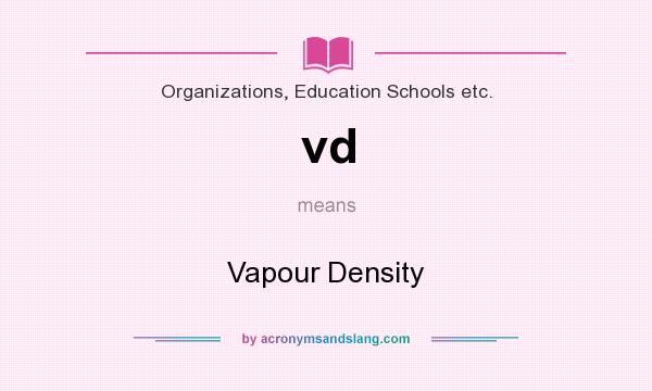 What does vd mean? It stands for Vapour Density