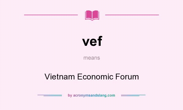 What does vef mean? It stands for Vietnam Economic Forum