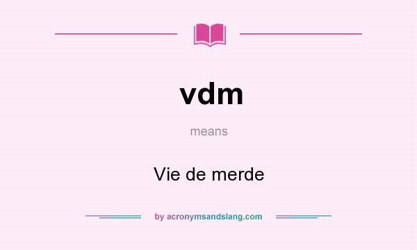 What does vdm mean? It stands for Vie de merde