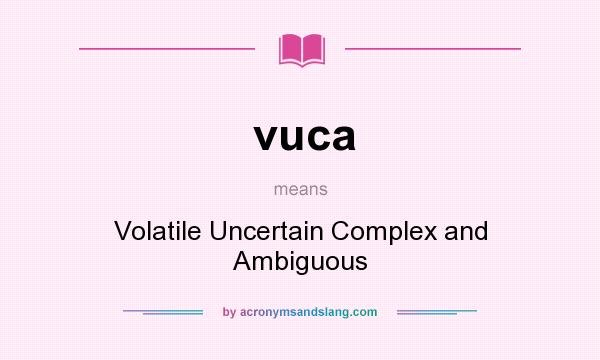 What does vuca mean? It stands for Volatile Uncertain Complex and Ambiguous
