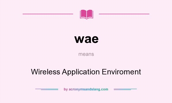 What does wae mean? It stands for Wireless Application Enviroment