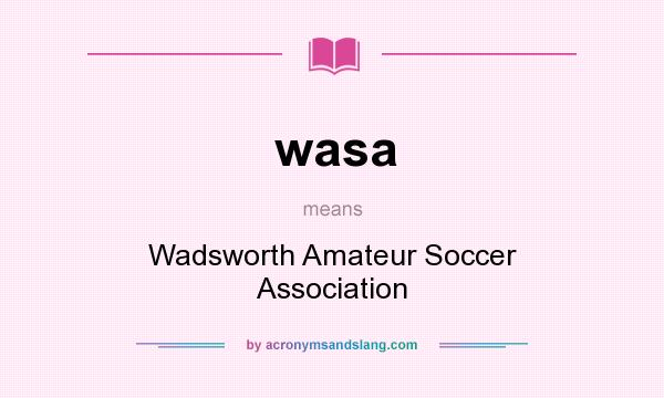 What does wasa mean? It stands for Wadsworth Amateur Soccer Association