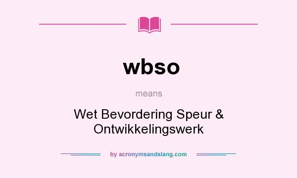What does wbso mean? It stands for Wet Bevordering Speur & Ontwikkelingswerk