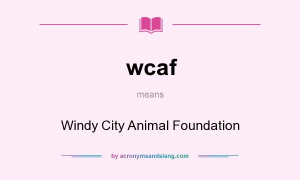 What does wcaf mean? It stands for Windy City Animal Foundation