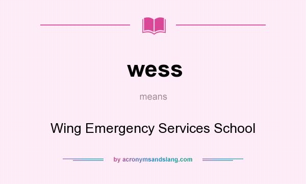 What does wess mean? It stands for Wing Emergency Services School