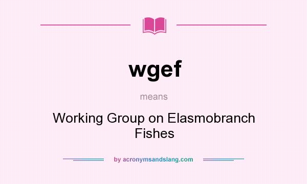 What does wgef mean? It stands for Working Group on Elasmobranch Fishes