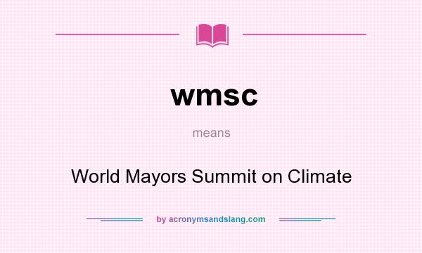 What does wmsc mean? It stands for World Mayors Summit on Climate