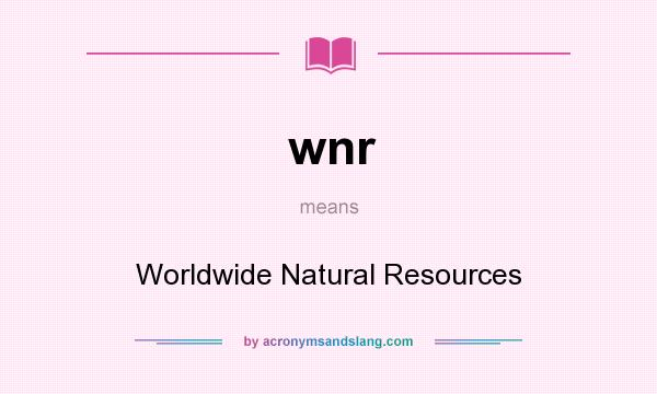What does wnr mean? It stands for Worldwide Natural Resources