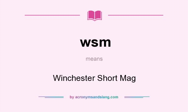 What does wsm mean? It stands for Winchester Short Mag