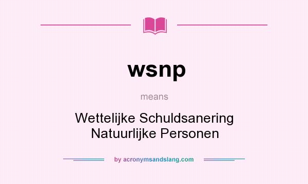 What does wsnp mean? It stands for Wettelijke Schuldsanering Natuurlijke Personen