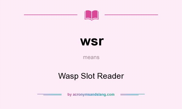 What does wsr mean? It stands for Wasp Slot Reader