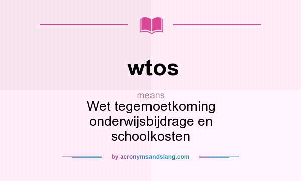 What does wtos mean? It stands for Wet tegemoetkoming onderwijsbijdrage en schoolkosten