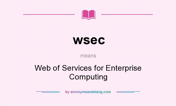 What does wsec mean? It stands for Web of Services for Enterprise Computing
