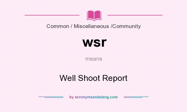 What does wsr mean? It stands for Well Shoot Report