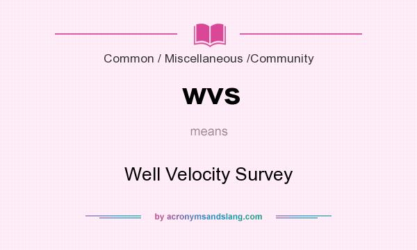 What does wvs mean? It stands for Well Velocity Survey
