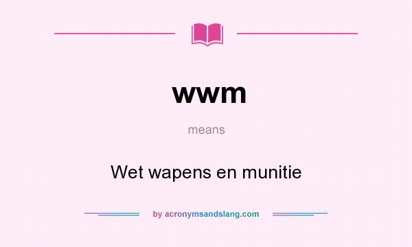 What does wwm mean? It stands for Wet wapens en munitie