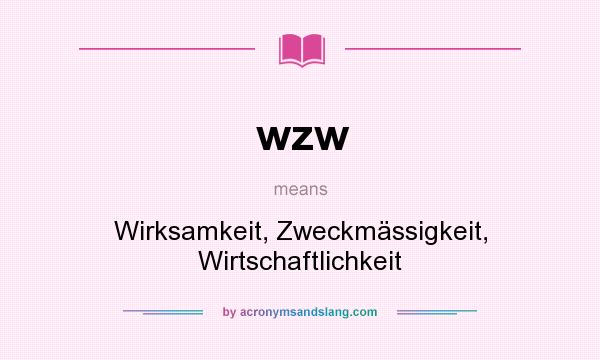 What does wzw mean? It stands for Wirksamkeit, Zweckmässigkeit, Wirtschaftlichkeit