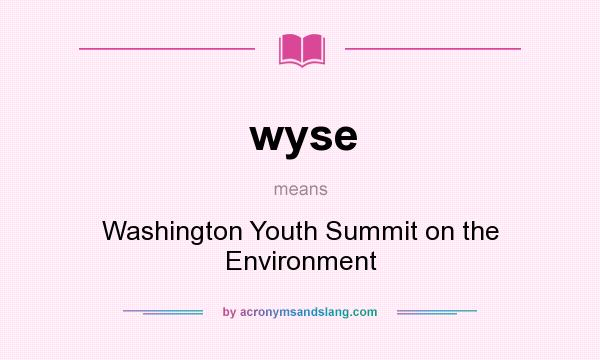 What does wyse mean? It stands for Washington Youth Summit on the Environment