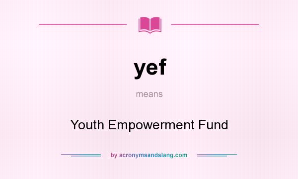 What does yef mean? It stands for Youth Empowerment Fund