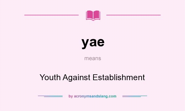 What does yae mean? It stands for Youth Against Establishment