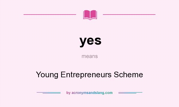 What does yes mean? It stands for Young Entrepreneurs Scheme