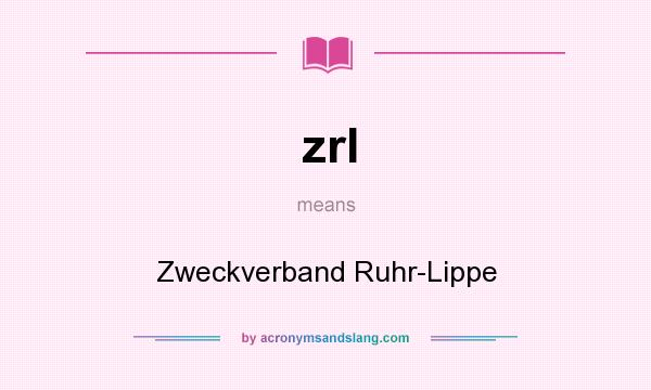 What does zrl mean? It stands for Zweckverband Ruhr-Lippe
