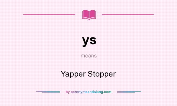What does ys mean? It stands for Yapper Stopper