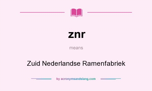 What does znr mean? It stands for Zuid Nederlandse Ramenfabriek