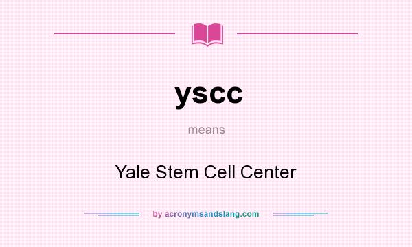 What does yscc mean? It stands for Yale Stem Cell Center