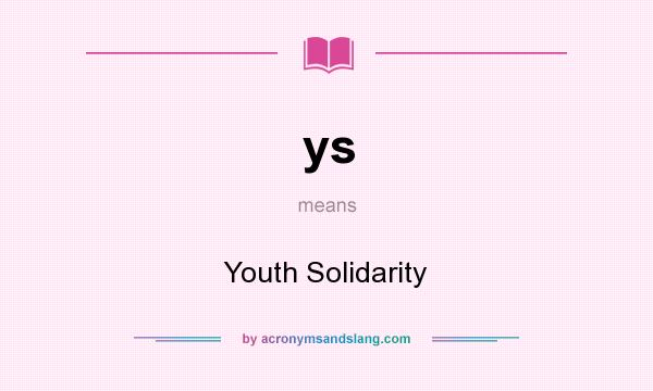 What does ys mean? It stands for Youth Solidarity