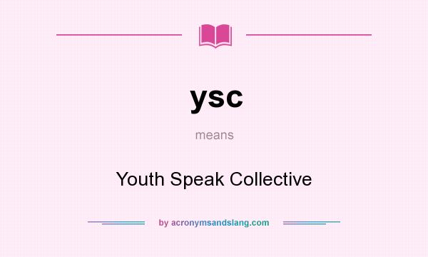 What does ysc mean? It stands for Youth Speak Collective