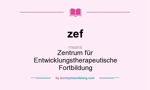 What does zef mean? It stands for Zentrum für Entwicklungstherapeutische Fortbildung