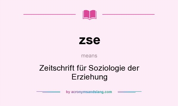What does zse mean? It stands for Zeitschrift für Soziologie der Erziehung
