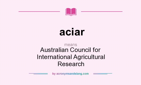 What does aciar mean? It stands for Australian Council for International Agricultural Research