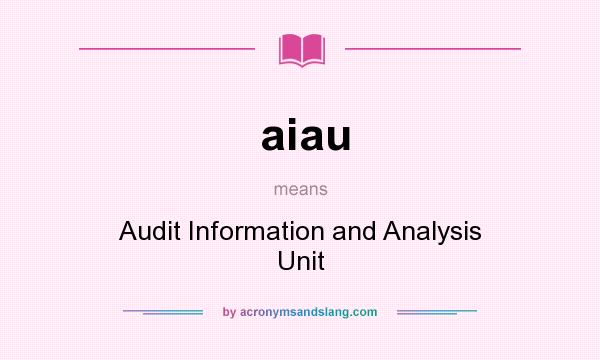 What does aiau mean? It stands for Audit Information and Analysis Unit