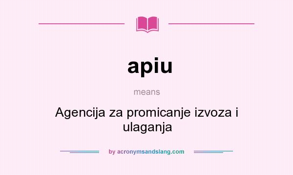 What does apiu mean? It stands for Agencija za promicanje izvoza i ulaganja
