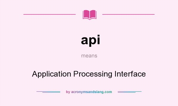 What does api mean? It stands for Application Processing Interface